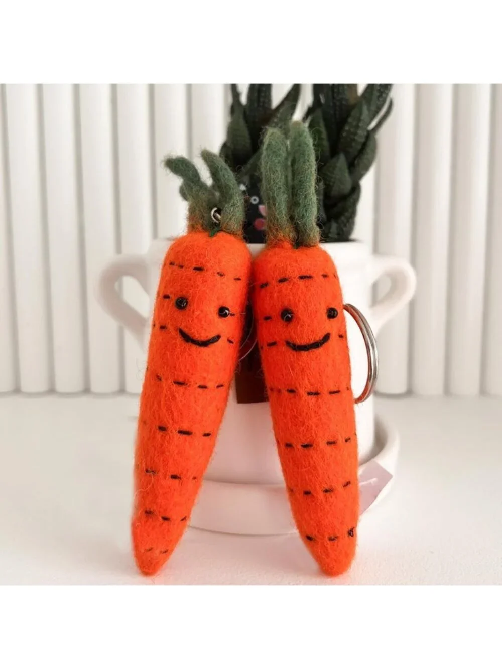 Adorable Handmade Wool Felt Keychain - 16 Cute Fruit & Veggie Bag Charms